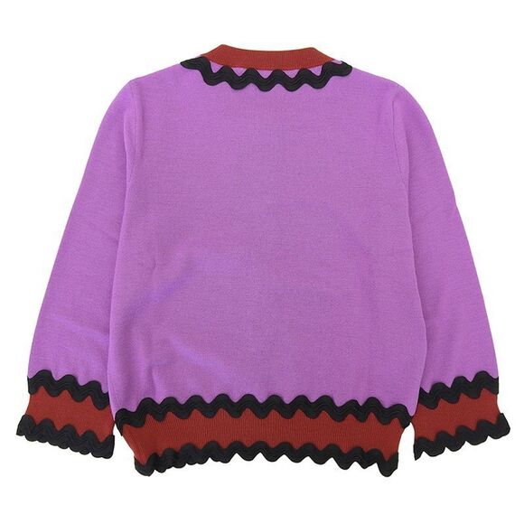 Gucci Wool Cardigan Tops Ladies Purple X Black X Red L 423644 L - Picture 2 of 6